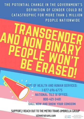 2018 Transgender and non binary people won't be erased poster